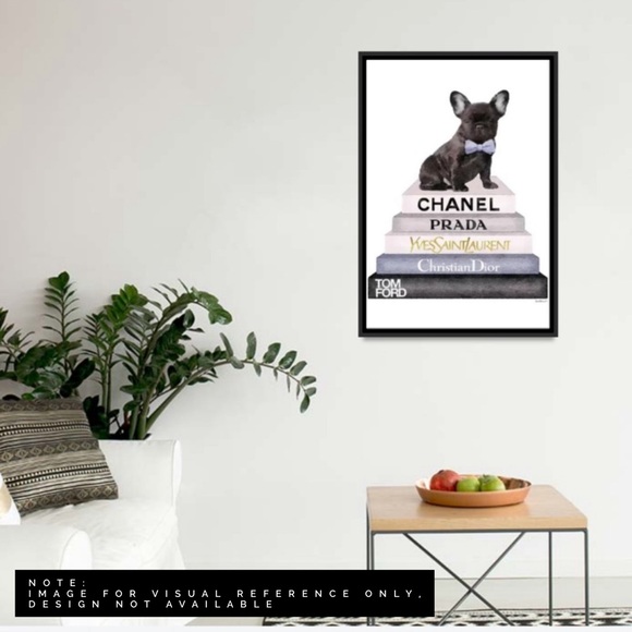 NEW Frenchie on a Stack of Luxury Designer Books Framed Canvas Art 16x20 - Picture 8 of 9